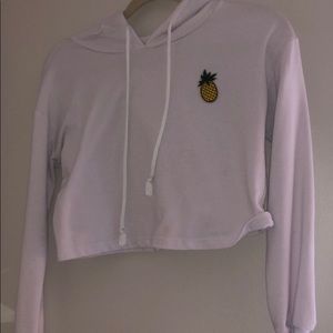 White Cropped Hoodie